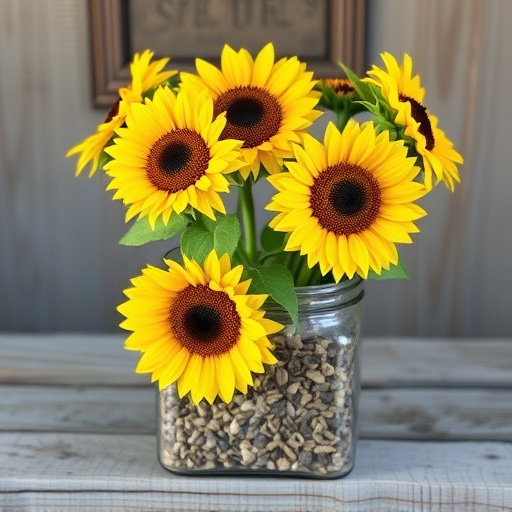 Sunflower hearts in rustic seed container