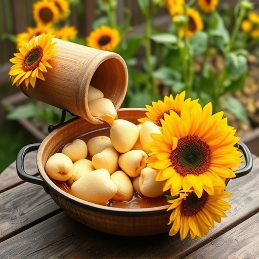 Sunflower hearts poured into bird table tray