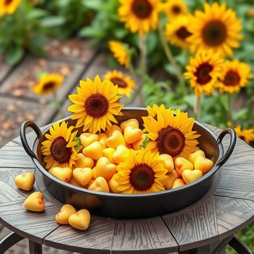 Sunflower hearts poured into bird table tray