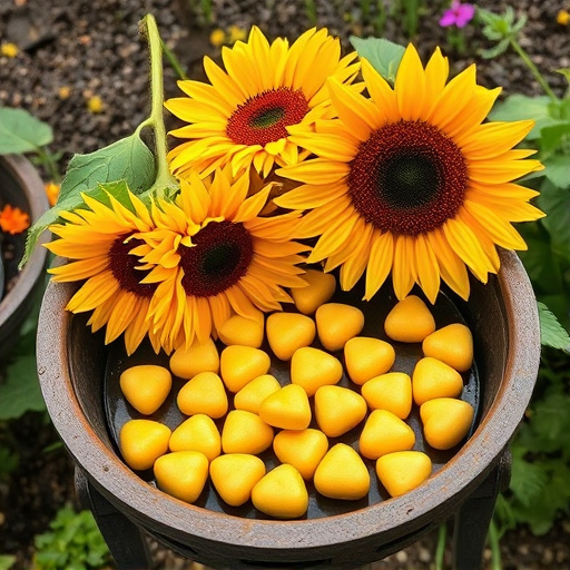 Sunflower hearts poured into bird table tray