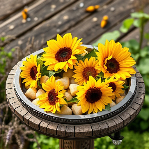 Sunflower hearts poured into bird table tray
