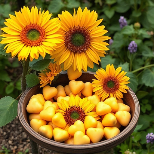 Sunflower hearts poured into bird table tray