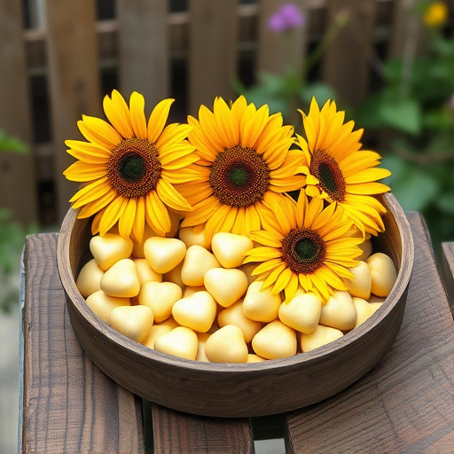 Sunflower hearts poured into bird table tray