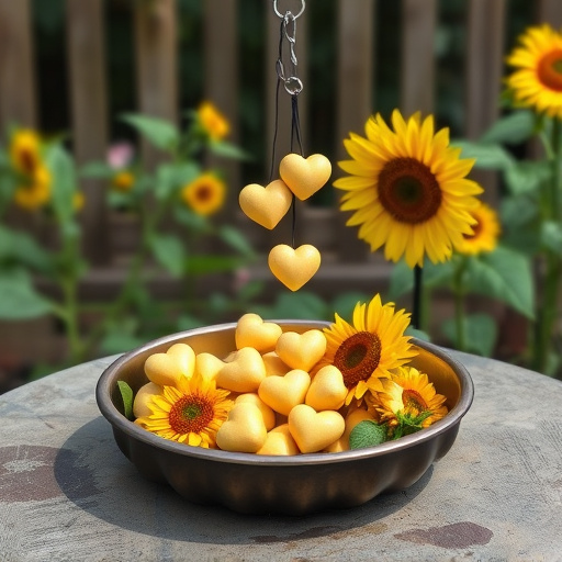 Sunflower hearts poured into bird table tray