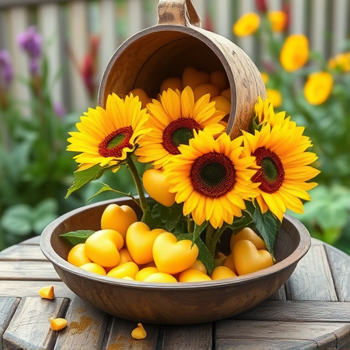 Sunflower hearts poured into bird table tray