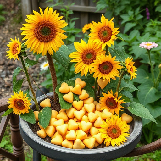 Sunflower hearts poured into bird table tray