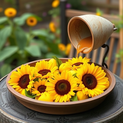 Sunflower hearts poured into bird table tray
