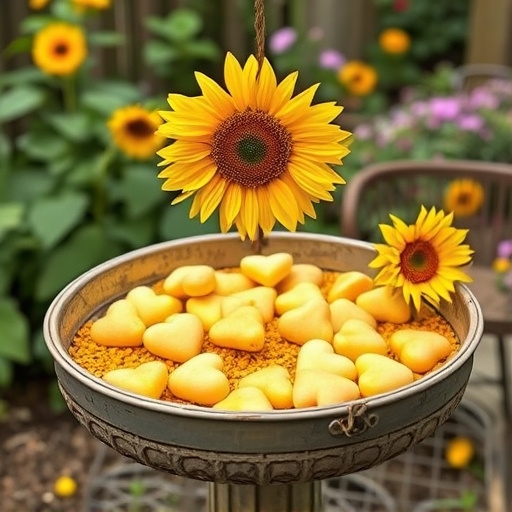 Sunflower hearts poured into bird table tray