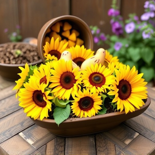 Sunflower hearts poured into bird table tray
