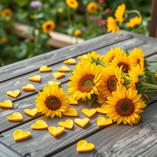 Sunflower hearts scattered on garden table