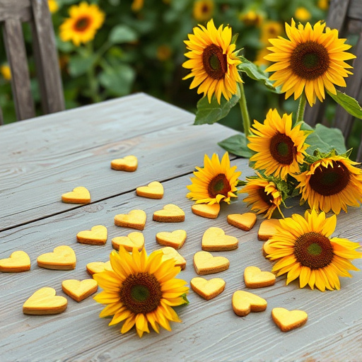 Sunflower hearts scattered on garden table