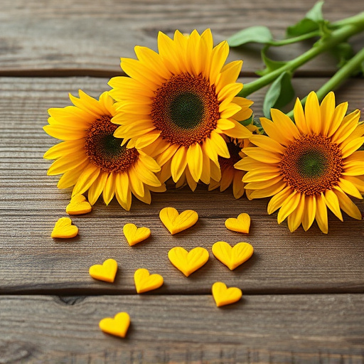Sunflower hearts spilling onto wooden surface