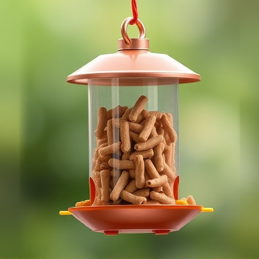 Suspended feeder filled with wriggly treats