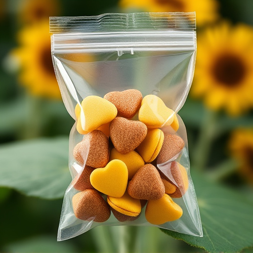 Transparent pouch of sunflower hearts seeds
