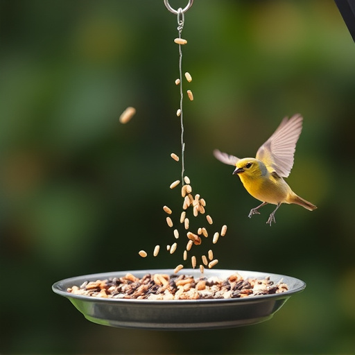 Tray-style feeder catching falling bird seed