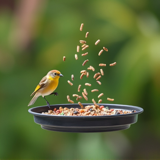 Tray-style feeder catching falling bird seed