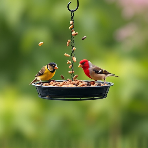 Tray-style feeder catching falling bird seed