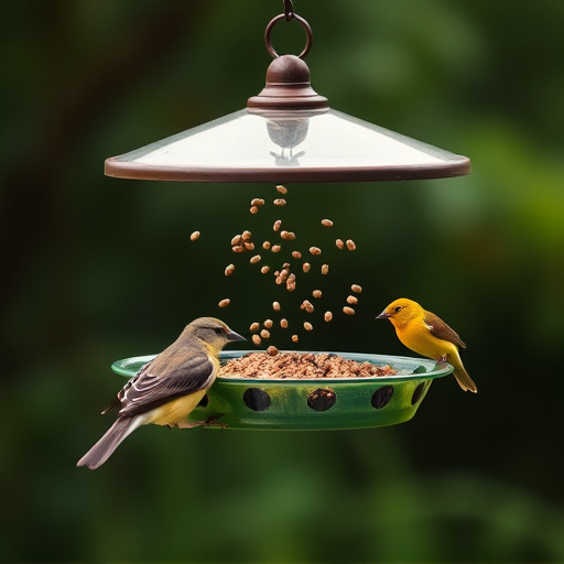 Tray-style feeder catching falling bird seed