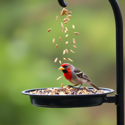 Tray-style feeder catching falling bird seed