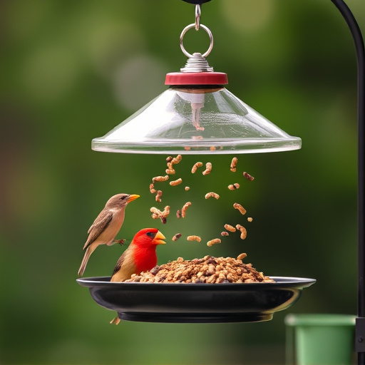 Tray-style feeder catching falling bird seed