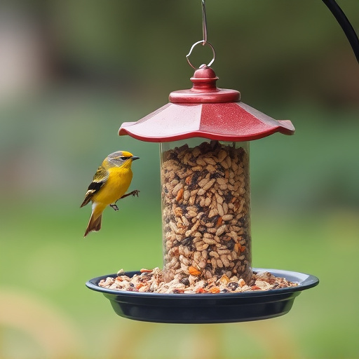 Tray-style feeder catching falling bird seed