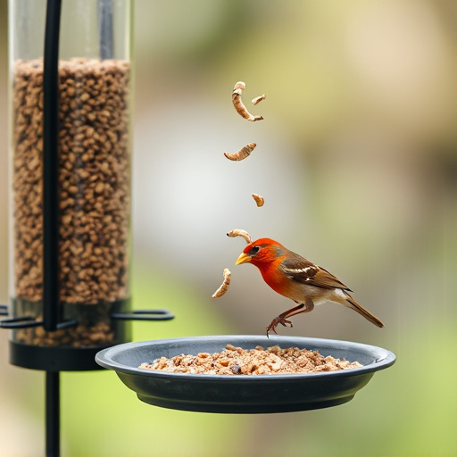 Tray-style feeder catching falling bird seed