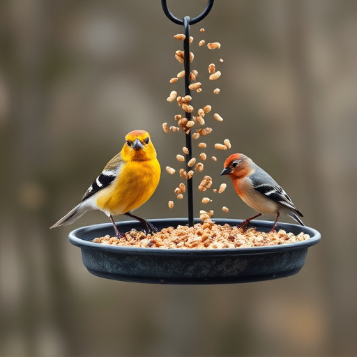 Tray-style feeder catching falling bird seed