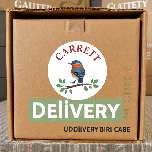 UK delivery box with bird seed label
