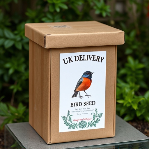UK delivery box with bird seed label