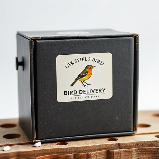 UK delivery box with bird seed label