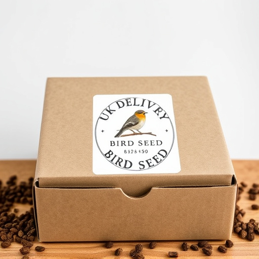 UK delivery box with bird seed label