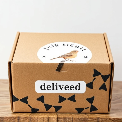 UK delivery box with bird seed label