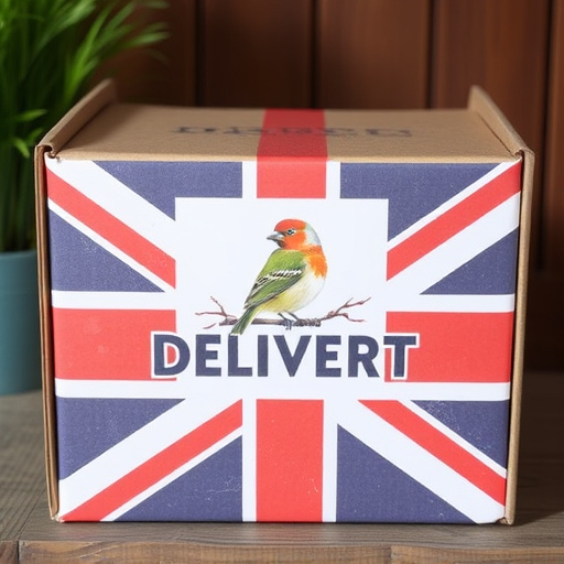 UK delivery box with bird seed label