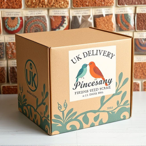 UK delivery box with bird seed label