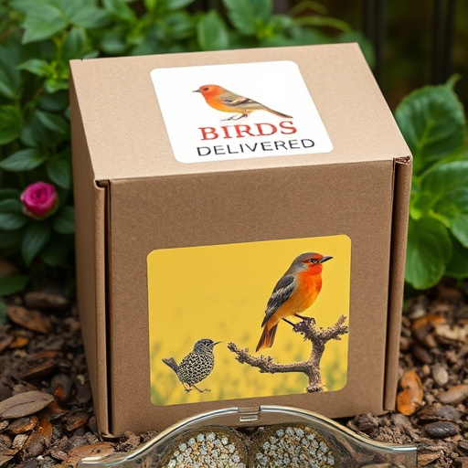 UK delivery box with bird seed label