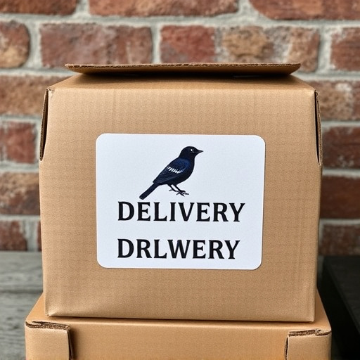 UK delivery box with bird seed label