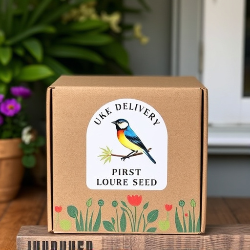 UK delivery box with bird seed label