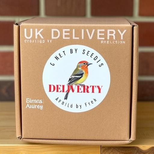 UK delivery box with bird seed label