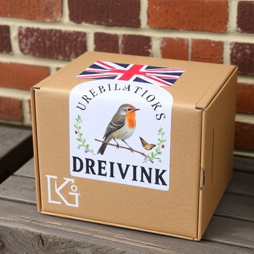 UK delivery box with bird seed label