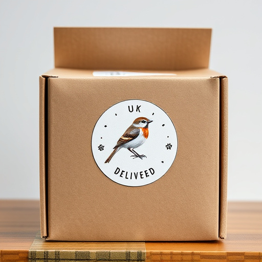 UK delivery box with bird seed label