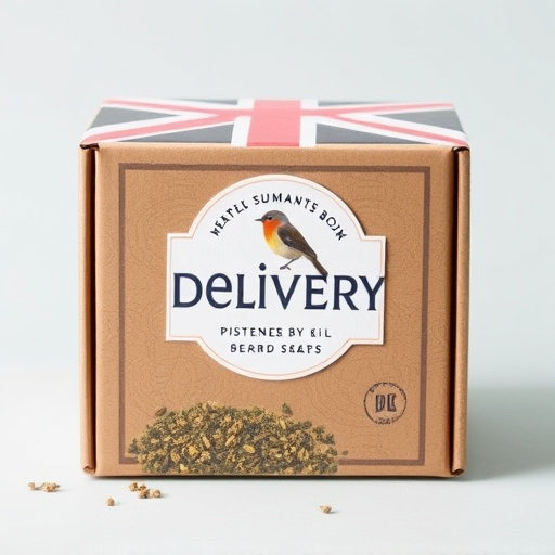 UK delivery box with bird seed label
