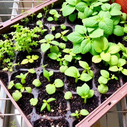 Variety of seeds in garden tray