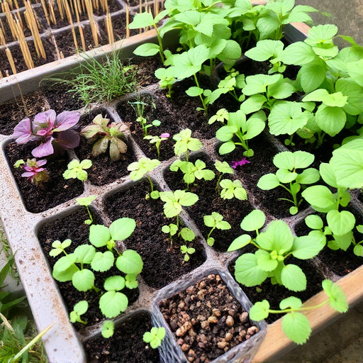 Variety of seeds in garden tray