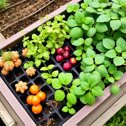 Variety of seeds in garden tray
