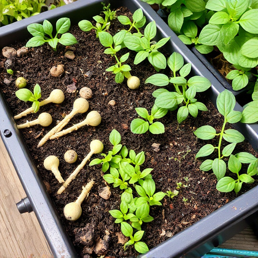 Variety of seeds in garden tray