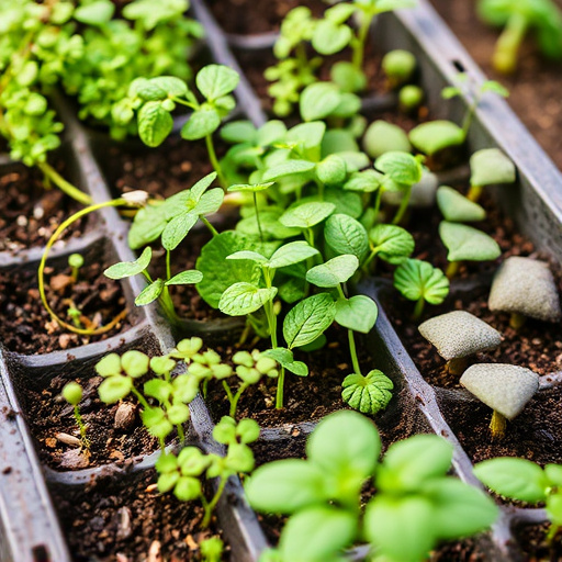 Variety of seeds in garden tray