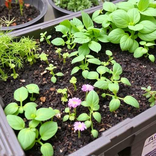 Variety of seeds in garden tray