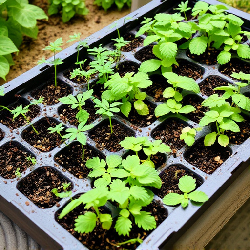 Variety of seeds in garden tray