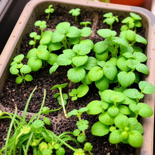 Variety of seeds in garden tray