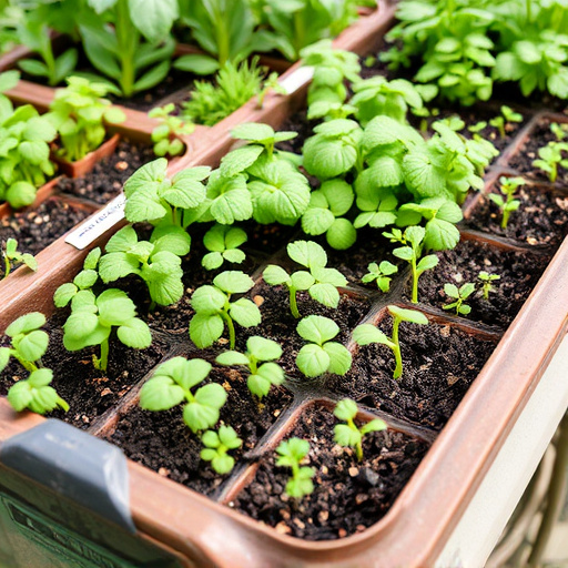 Variety of seeds in garden tray